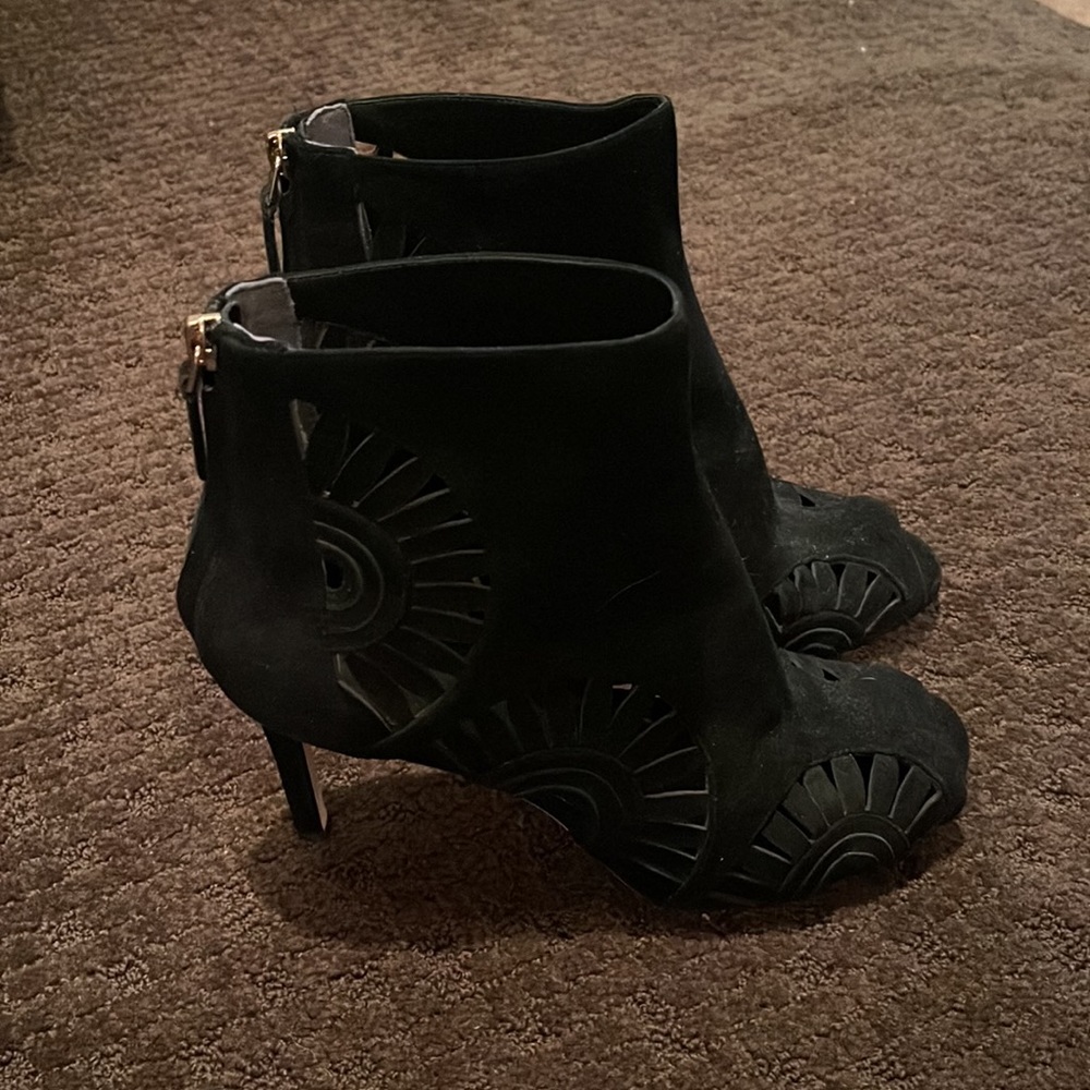 TORY BURCH black suede ankle booties